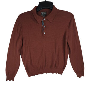 Vtg Neiman Marcus Shirt Shacket Sweater Mens Large Red Merino Wool Preppy Cold